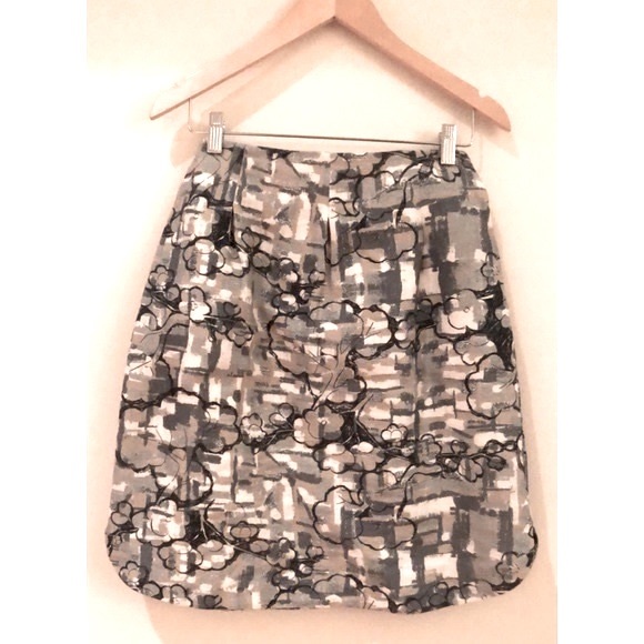 Huis Clos Skirt Graphic Hand Painted 100% Linen Belted Bow Abstract Artistic S/M - Picture 2 of 5